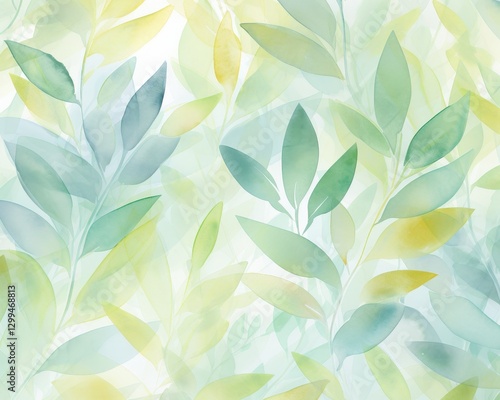 Leafy pattern for digital paper, wall art, and fabric design, with yellow and green leaves background