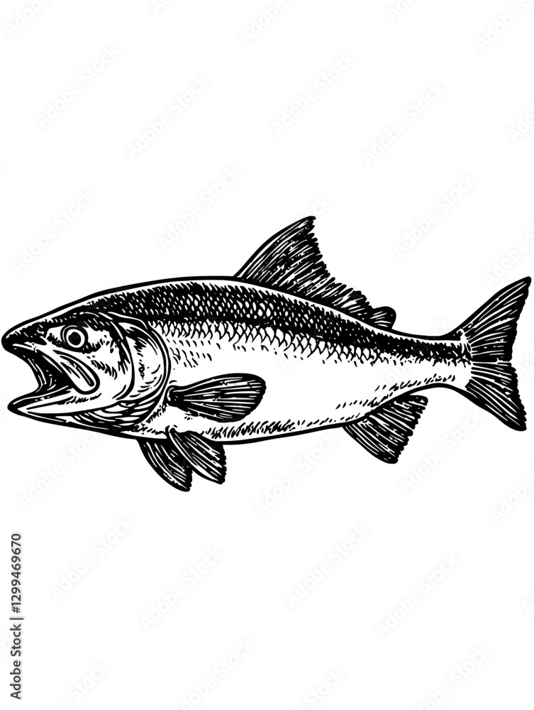 Fototapeta premium Detailed illustration of a fish showcasing intricate features and natural anatomy