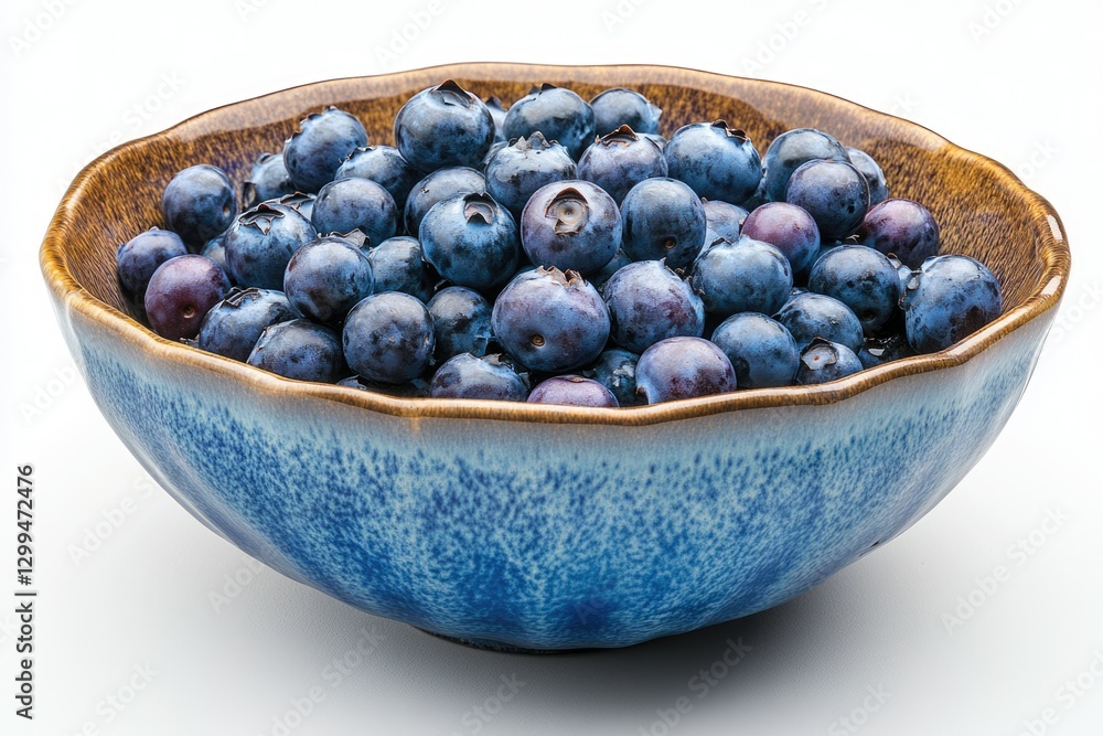 A blue bowl filled with fresh, ripe blueberries, ready to eat. A blue bowl filled with fresh, ripe blueberries, ready to eat.