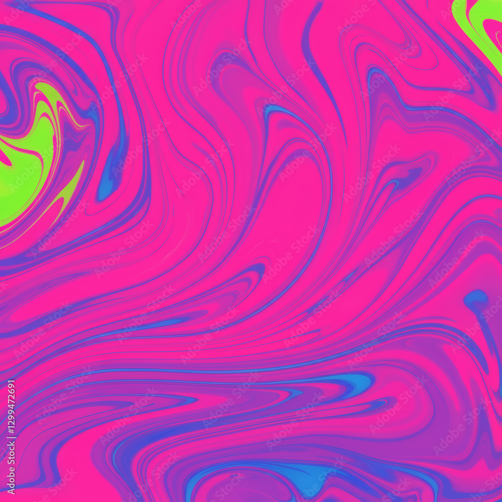 Obraz premium Energetic neon pink, purple, and yellow psychedelic fluid swirl abstract background with bold colors and dynamic movement
