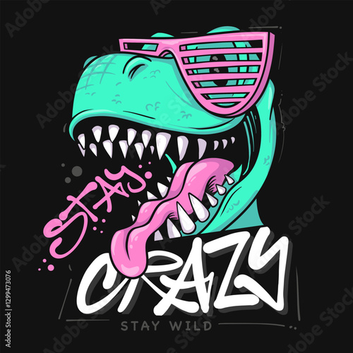 Cool Crazy Dinosaur T-shirt Design