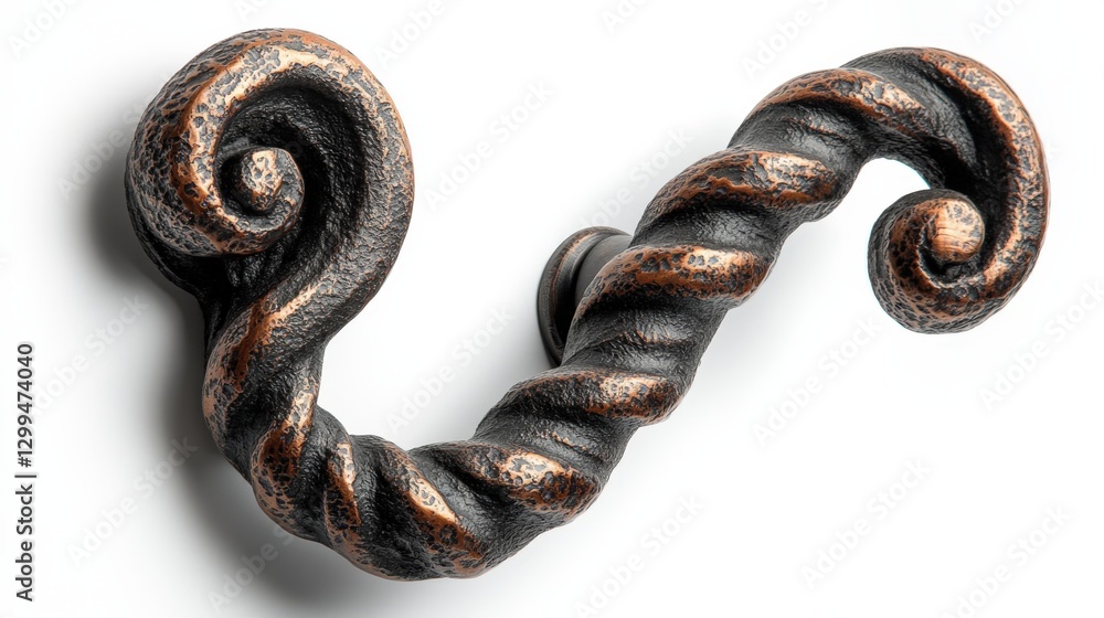 Obraz premium Forged wrought iron wall hook with twisted decorative design for farmhouse style