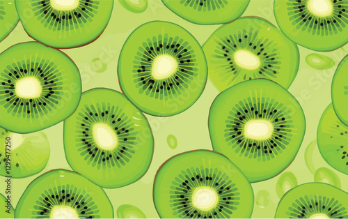 A fresh and vibrant seamless pattern featuring sliced kiwi fruits.