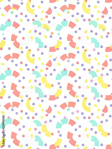 Pastel abstract shapes and dots seamless pattern.
