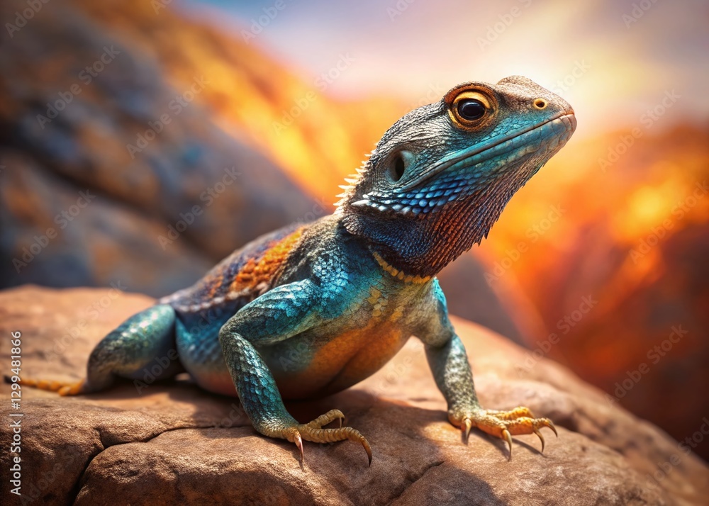 Cyprus Agama Lizard Close-Up: Sun-Basking Reptile on Rock Cyprus Agama Lizard Close-Up: Sun-Basking Reptile on Rock