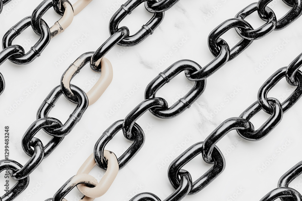 Seamless, repeating metal chain pattern moving in all directions across the pattern with minimalist interlocking links Seamless, repeating metal chain pattern moving in all directions across the pattern with minimalist interlocking links