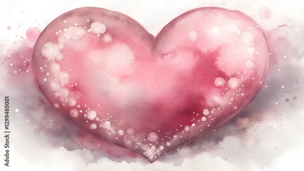 Fototapeta premium Soft watercolor illustration of a heart with gentle pastel colors and a dreamy background