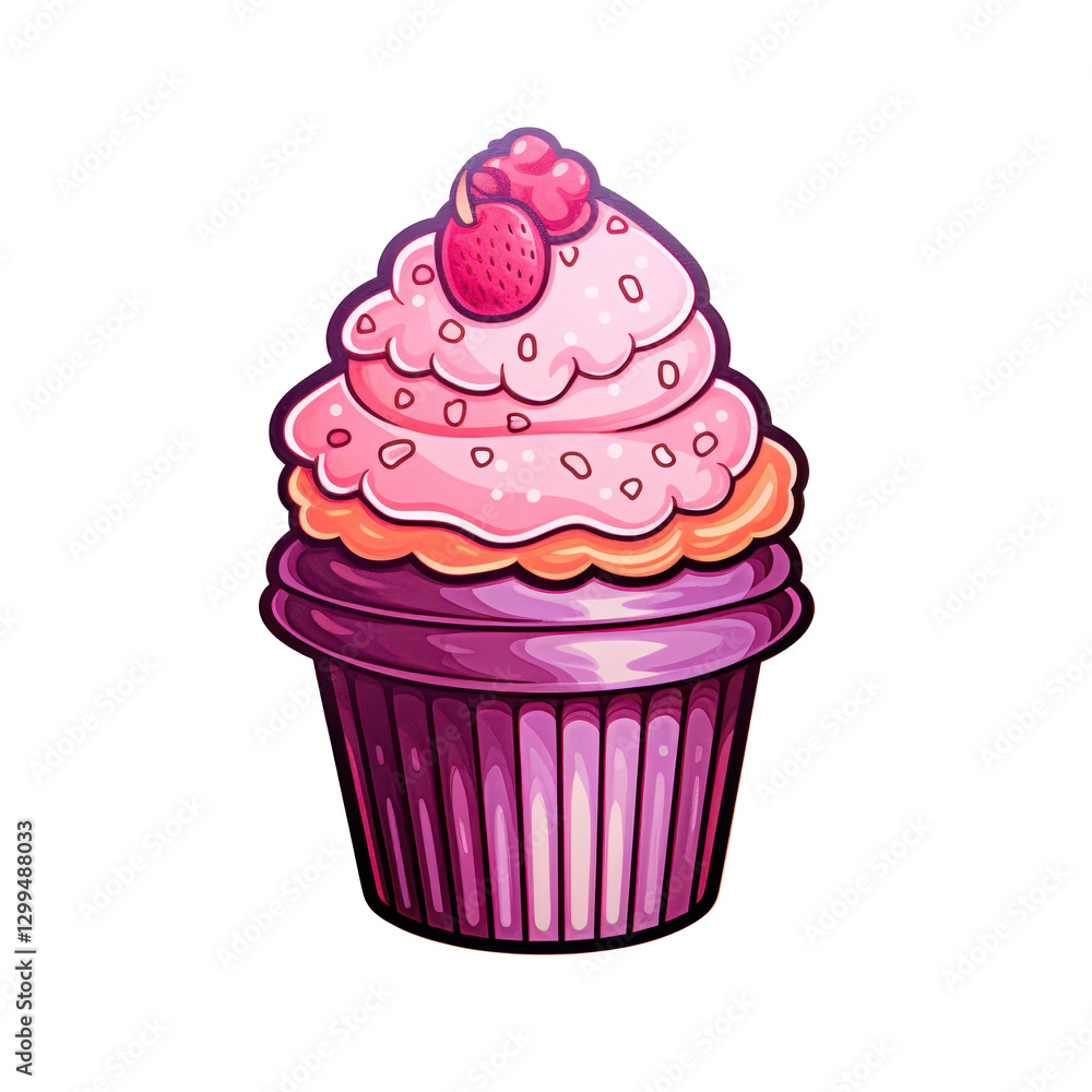 Delight in this cute cupcake sticker, perfect for adding a touch of sweetness to any celebration or decoration. Delight in this cute cupcake sticker, perfect for adding a touch of sweetness to any celebration or decoration.