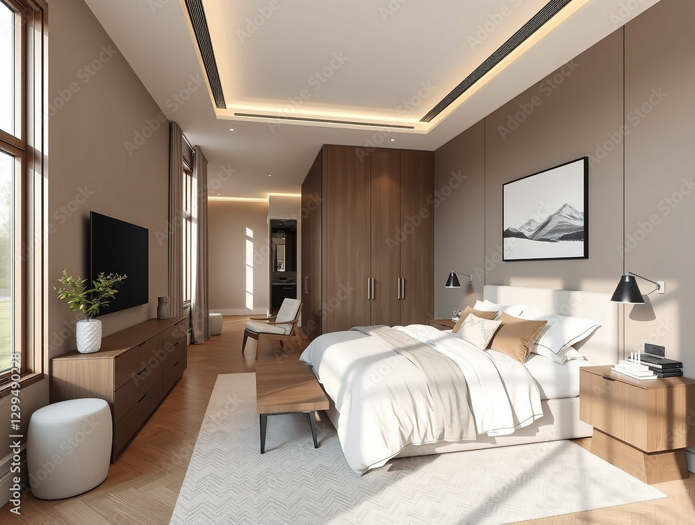 Modern luxury bedroom interior in minimal scandinavian style Modern luxury bedroom interior in minimal scandinavian style