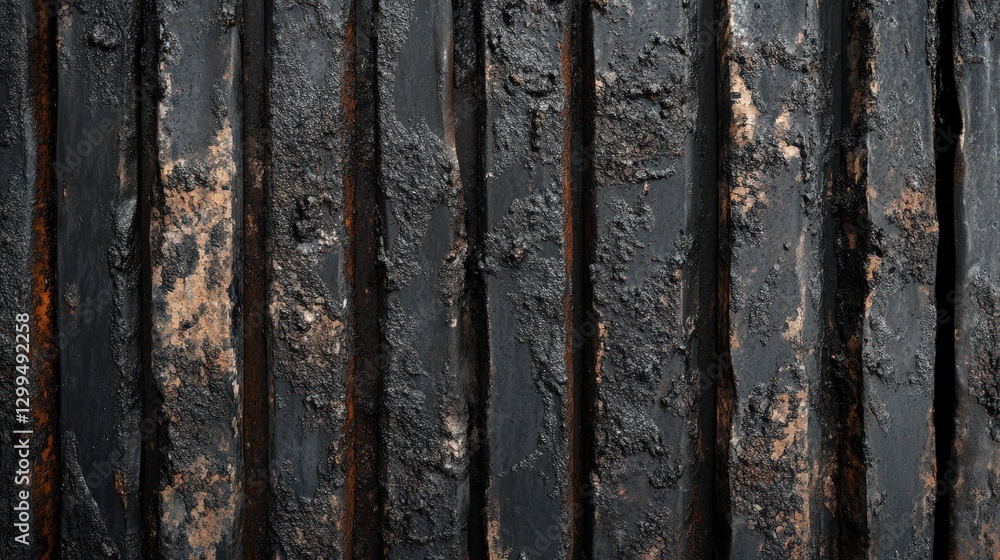 Fototapeta premium Dark Vertical Wooden Planks Covered In Tar