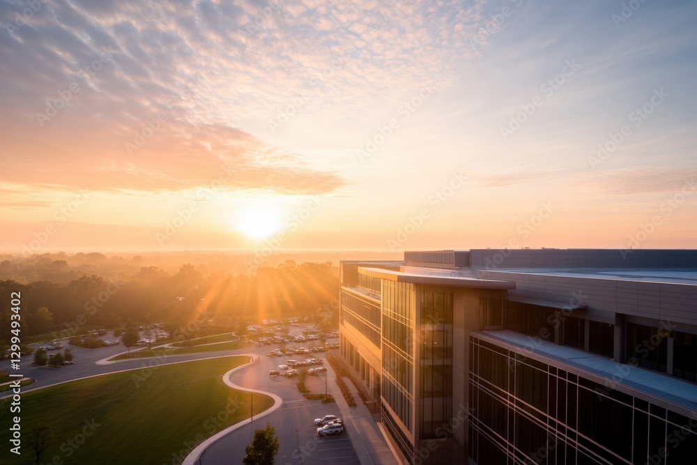 Fototapeta premium sunrise over a modern building