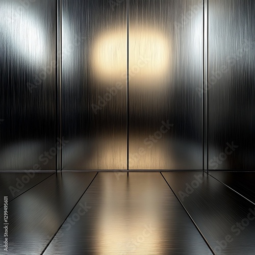 Polished Metal Room with Lighting