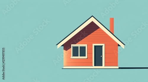 Wallpaper Mural Clean and Simple Design of a House on Light Blue Background,Minimalist Style Torontodigital.ca