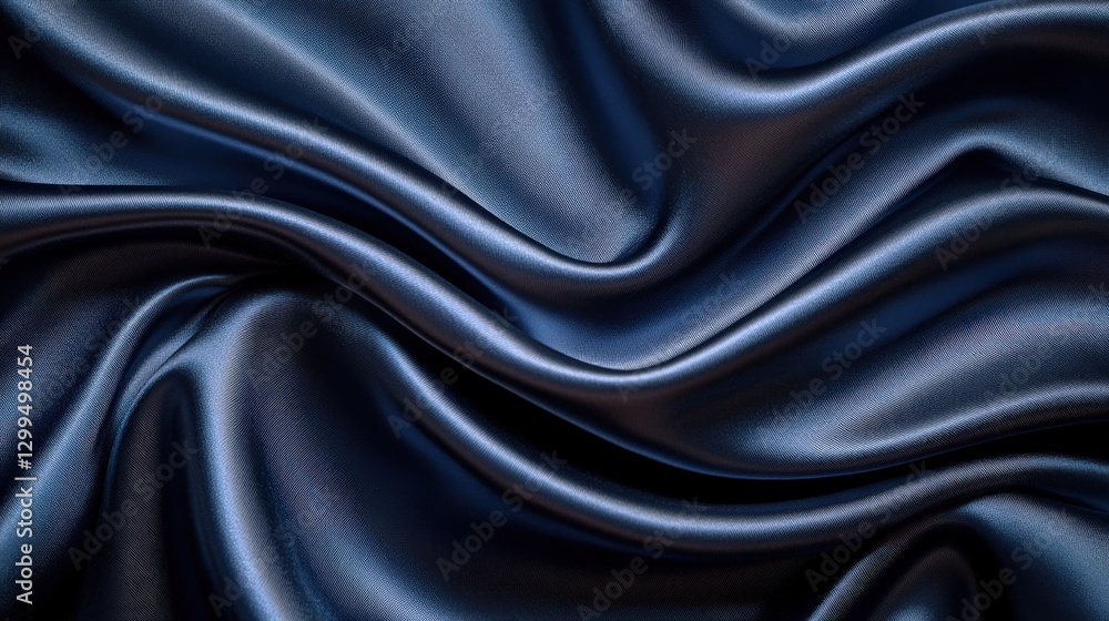 Elegant close-up of a deep navy blue silk satin robe highlighting its smooth texture Elegant close-up of a deep navy blue silk satin robe highlighting its smooth texture