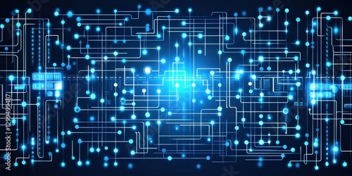 Abstract digital network background with glowing nodes and connections. Technology concept