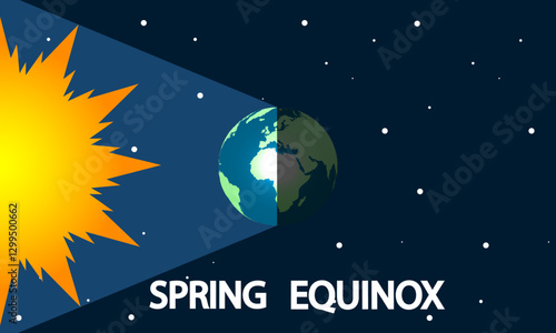 Equinox Spring Day sun planet earth, vector art illustration.