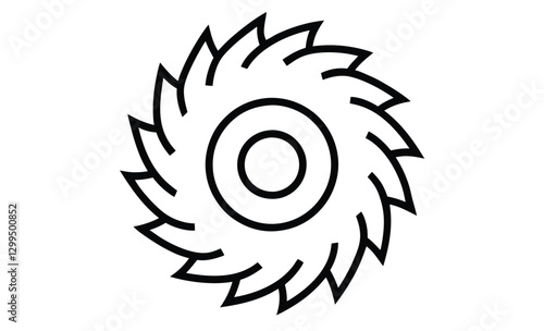 Circular saw blade silhouette, cutting tool icon, black vector illustration