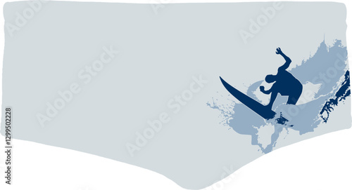 Light Blue Men's Swim Brief with Surfing Silhouette Design
