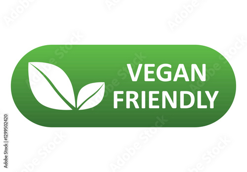 Vegan friendly vector icon. Organic, bio, eco symbol. Vegan, no meat, lactose free, healthy, fresh and nonviolent food. Green vector illustration with leaves for stickers, labels,print, web and logos.