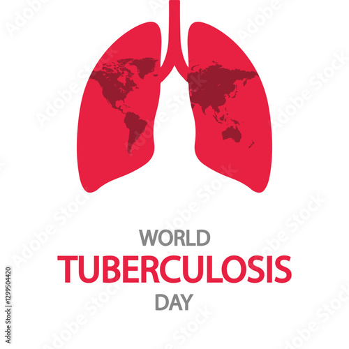 Tuberculosis world day red lungs, vector art illustration.