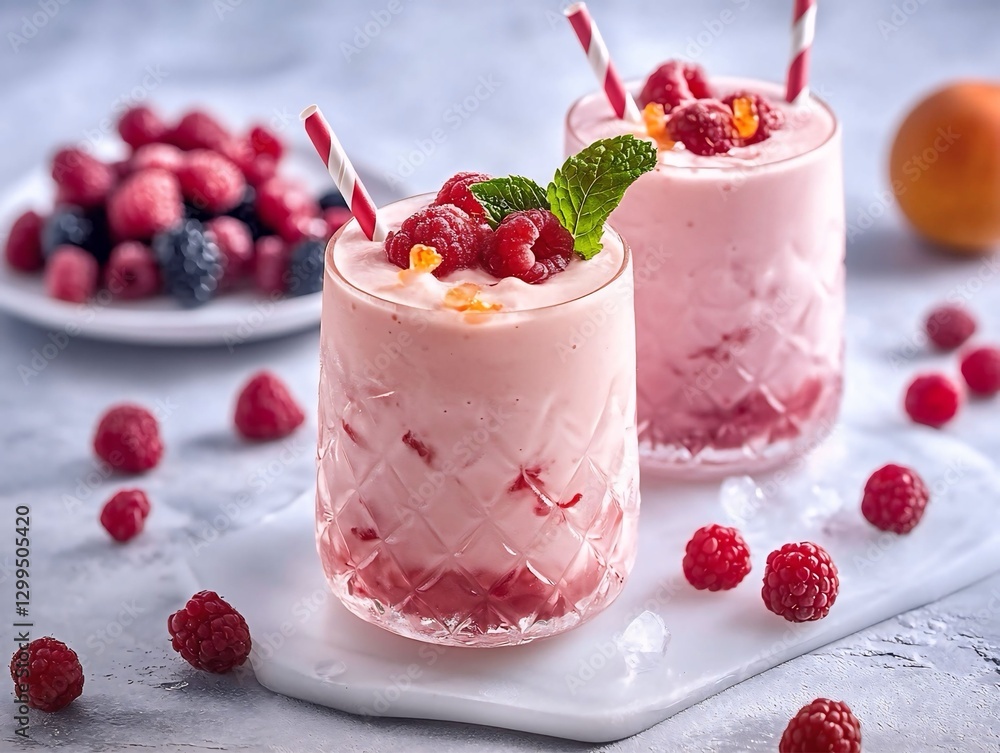Raspberry Milkshake with Mint Raspberry Milkshake with Mint