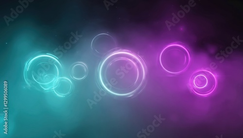 Dynamic colorful bubbles floating abstract digital dark background