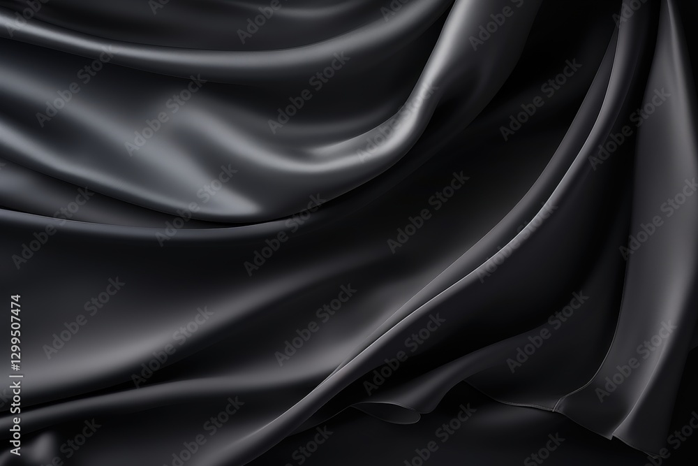 Obraz premium Luxurious black silk fabric with elegant folds, ideal for fashion or design projects