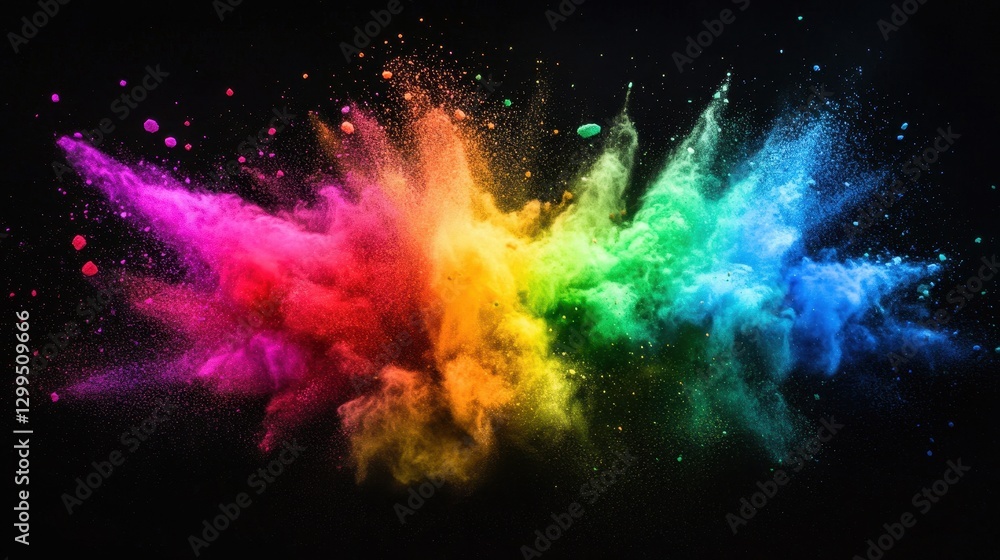 Multicolored powder explodes in a vibrant spectrum of colors Multicolored powder explodes in a vibrant spectrum of colors