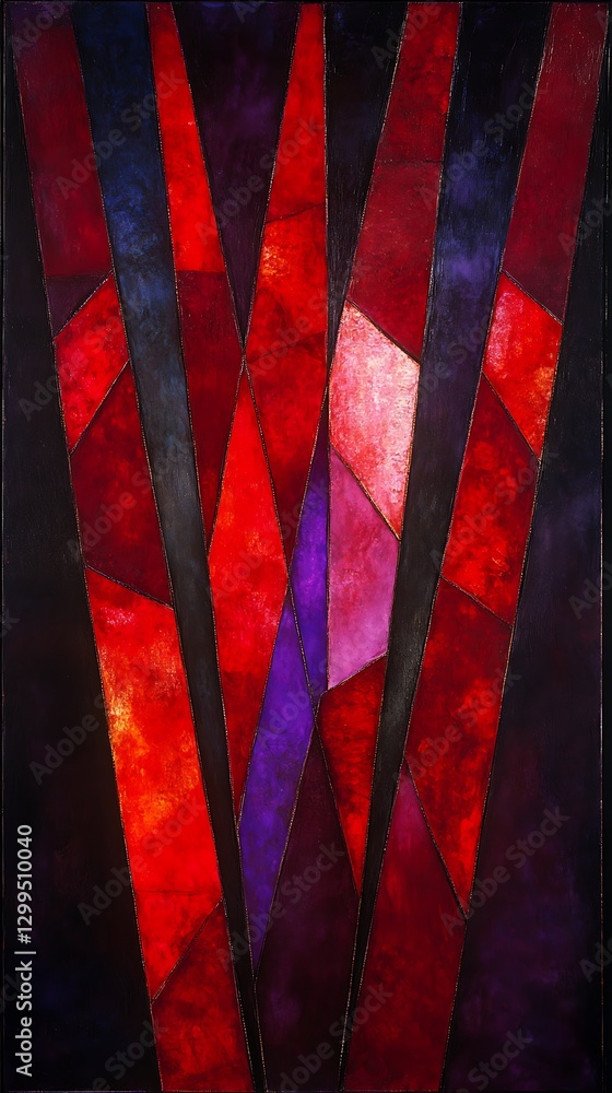 Naklejka premium Geometric abstraction with vertical segments and vibrant color palette