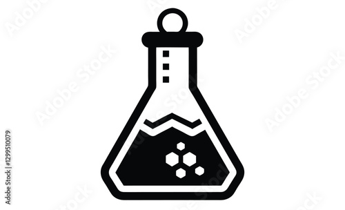 Chemical flask silhouette, laboratory experiment vector icon
