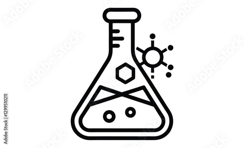Chemical flask silhouette, laboratory experiment vector icon