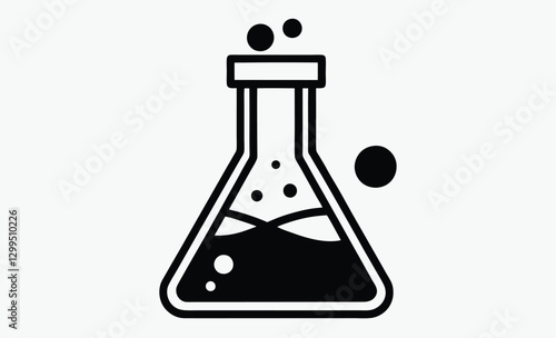 Chemical flask silhouette, laboratory experiment vector icon