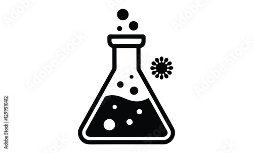 Chemical flask silhouette, laboratory experiment vector icon
