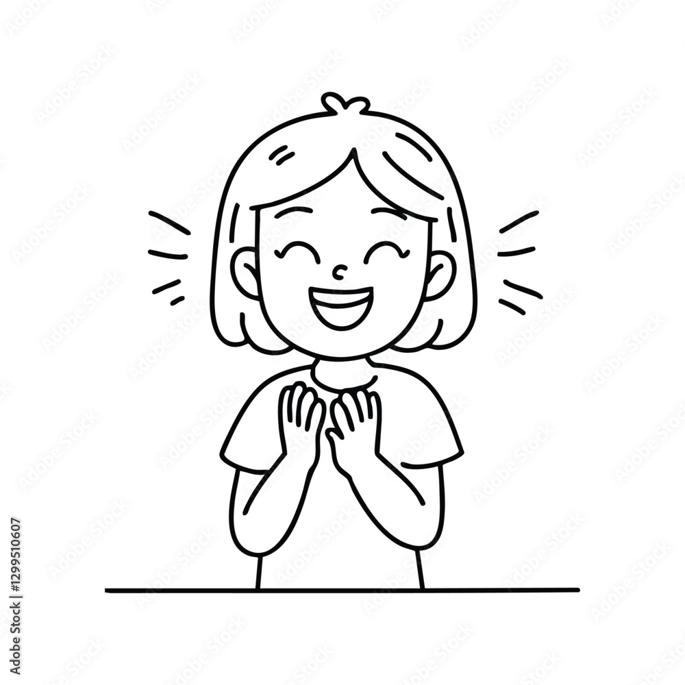 Joyful expression of a child laughing, with their hands clapping in excitement Joyful expression of a child laughing, with their hands clapping in excitement