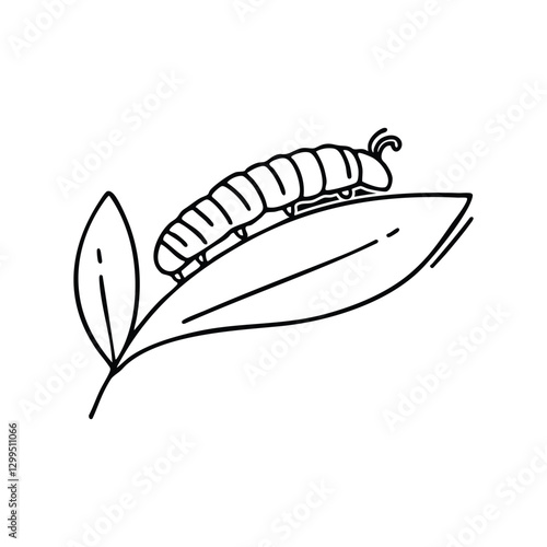 A small caterpillar crawling along the edge of a leaf