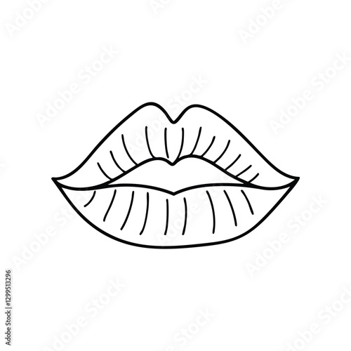 Pair of lips slightly parted, drawn with subtle texture and details