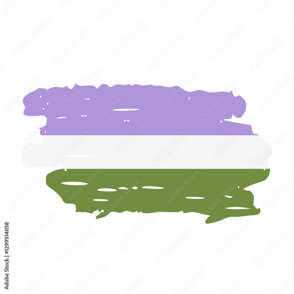 Grunge Genderqueer Pride Flag. Symbol of LGBT community. Flag sexual identity. Vector template for banners, signs, logo design, etc.