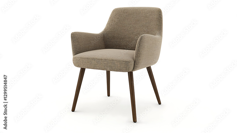 A tan chair with a brown frame and a brown cushion A tan chair with a brown frame and a brown cushion