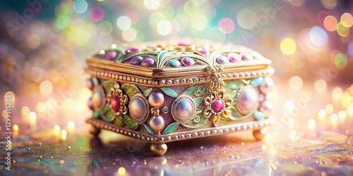 Elegant Gray Jewelry Box: Double Exposure Close-Up Stock Photo