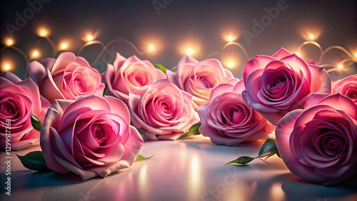 Elegant Pink Roses on White Background - Stunning Night Photography