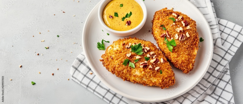 Breaded Chicken Breast with Honey Mustard Sauce Breaded Chicken Breast with Honey Mustard Sauce