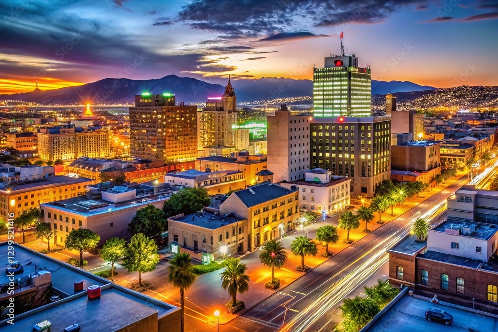 El Paso Downtown Night Photography: Vibrant City Lights & Urban Skyline El Paso Downtown Night Photography: Vibrant City Lights & Urban Skyline