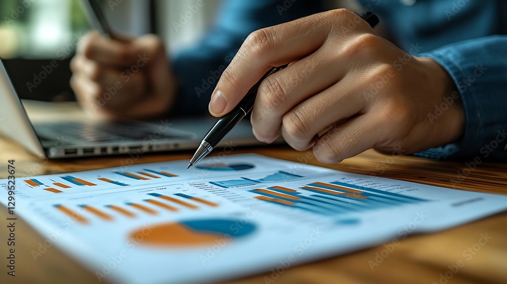 Businessman analyzing charts at office desk Businessman analyzing charts at office desk