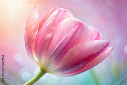 Ethereal Pink Tulip Petal Close-Up: Soft Focus Macro Photography