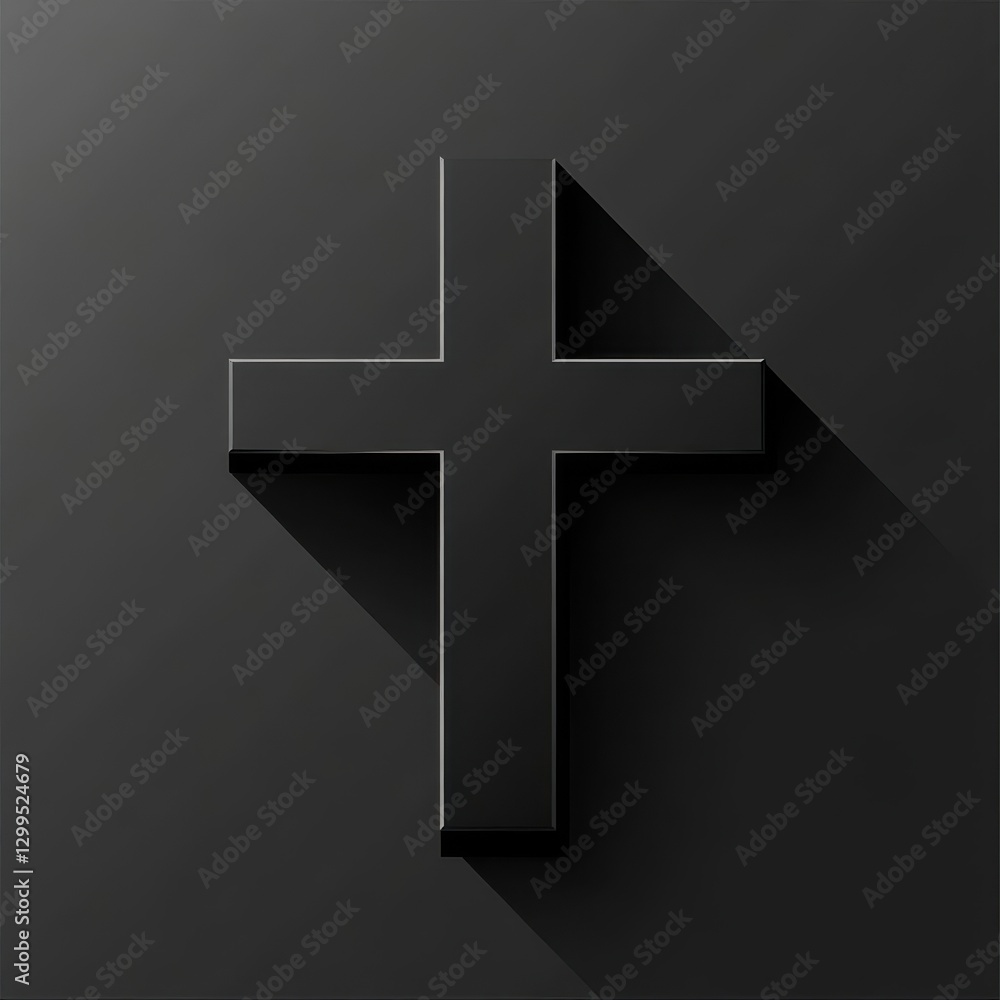 Naklejka premium Striking Black Cross Vector with Minimalist Design Emblem Reflecting Deep Spiritual Symbolism and Timeless Religious Art
