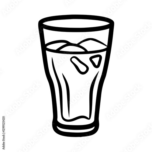 Drinking glass icon with ice, refreshing beverage concept