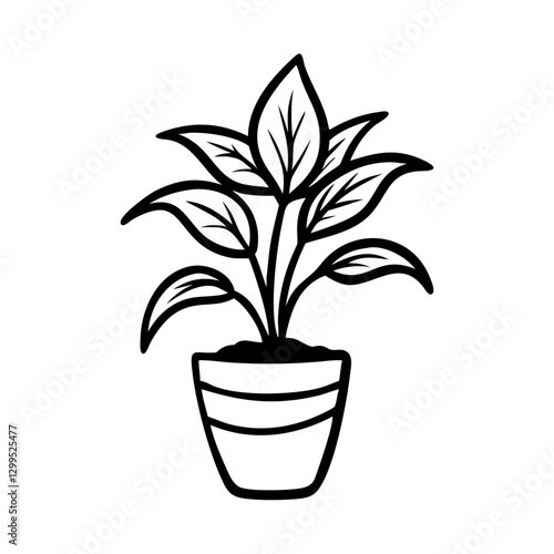 Indoor plant icon growing in pot, nature and home decor concept