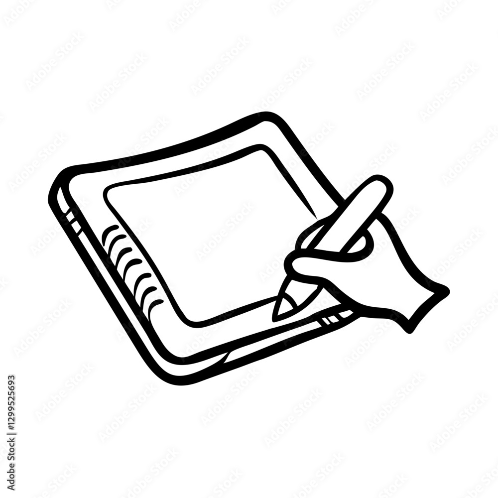Hand writing on tablet icon, creative expression concept - Hand writing on tablet icon, creative expression concept -