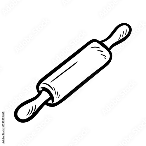 Rolling pin icon, classic kitchen tool, cooking preparation concept