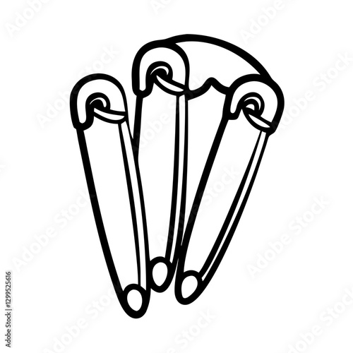 Safety pins icon in black and white, minimalist design concept